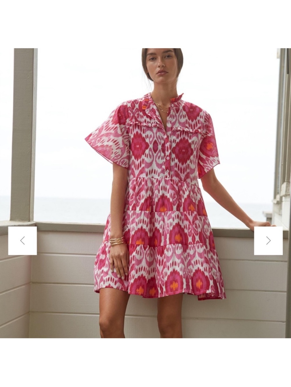 Women’s Pink Ikat Print Mini Dress